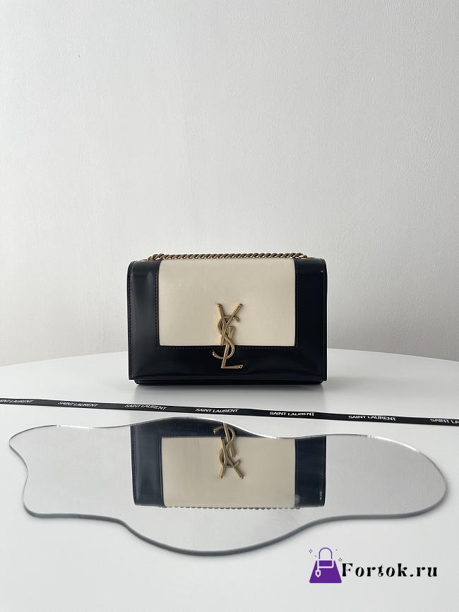 Fortok Saint Laurent Kate Small Leather Shoulder Bag White&Black 20x13x6cm - 1