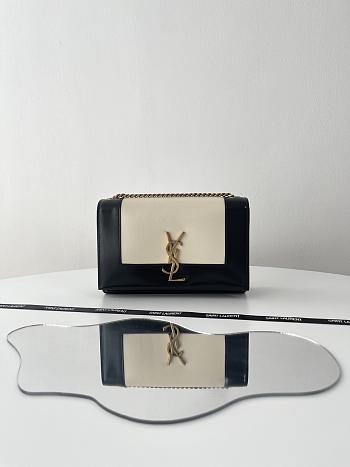 Fortok Saint Laurent Kate Small Leather Shoulder Bag White&Black 20x13x6cm