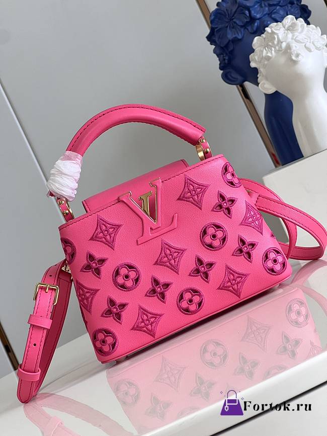 Fortok Louis Vuitton Capucines Mini Bag Pink M22863 21x14x8cm - 1