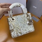 Fortok Dior Bag White Calfskin with Gold-Tone Printed and Bead-Embroidered Jardin D’Hiver Motif - 5