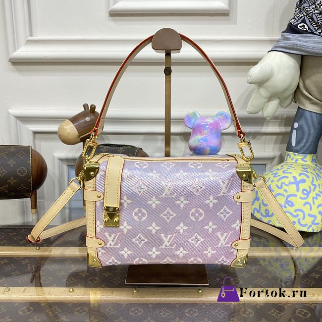 Fortok Louis Vuitton Side Trunk Bag Pink M22842 21x14x6cm - 1