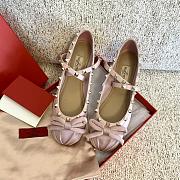 Fortok Valentino Garavani Silk Rockstud Ballet Flats Pink - 1