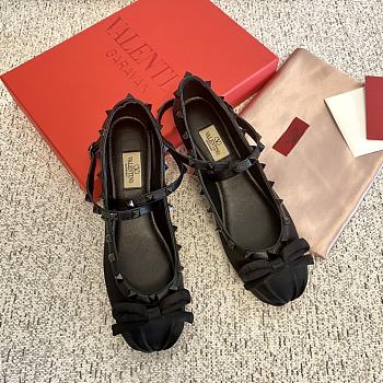 Fortok Valentino Garavani Silk Rockstud Ballet Flats Black