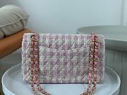 Fortok Chanel Classic Handbag Tweed & Gold-Tone Metal Pink 25cm - 3