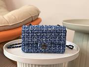 Fortok Chanel Classic Flap Bag Tweed & Silver-Tone Metal Blue 20cm - 1