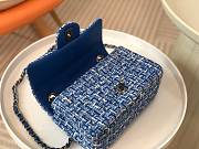 Fortok Chanel Classic Flap Bag Tweed & Silver-Tone Metal Blue 20cm - 3