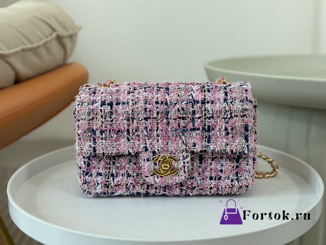 Fortok Chanel CF Bag Cotton Tweed Gold Tone Metal Multicolor 20cm  - 1