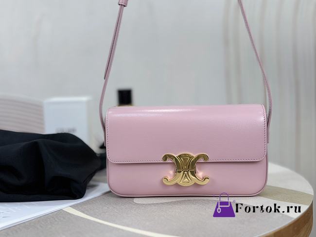 Fortok Celine Triomphe Shoulder Bag Pink 20x10x4cm - 1