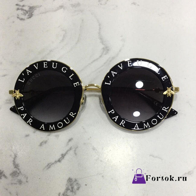Fortok Gucci Black Round-frame Metal Sunglasses - 1