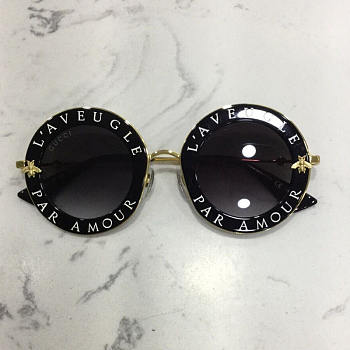 Fortok Gucci Black Round-frame Metal Sunglasses