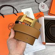 Fortok Hermes Epsom Leather Belt Brown - 6