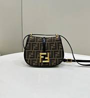 Fortok Fendi C’mon Medium Brown FF Jacquard Fabric & Leather Bag - 1