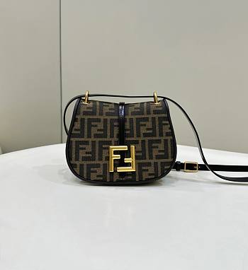 Fortok Fendi C’mon Medium Brown FF Jacquard Fabric & Leather Bag