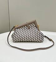 Fortok Fendi First Small Dove Grey & White Interlaced Leather Bag - 1