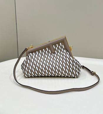 Fortok Fendi First Small Dove Grey & White Interlaced Leather Bag