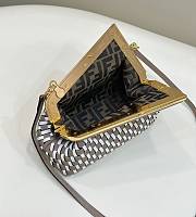 Fortok Fendi First Small Dove Grey & White Interlaced Leather Bag - 4