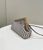 Fortok Fendi First Small Dove Grey & White Interlaced Leather Bag - 3