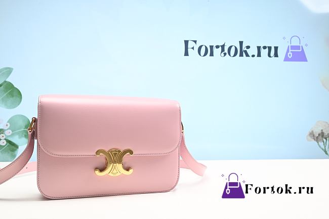 Fortok Celine Triomphe Shoulder Bag Pink 22.5x16.5x7.5cm - 1