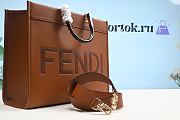 FENDI Medium Roma Sunshine Tote Leather Brown 372M103 35cm - 4