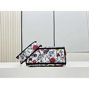Fortok Dior Medium Lady D-LITE Bag White Multicolor Florilegio Embroidery 24cm - 6