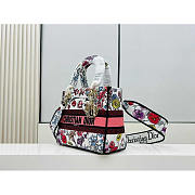 Fortok Dior Medium Lady D-LITE Bag White Multicolor Florilegio Embroidery 24cm - 5