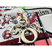 Fortok Dior Medium Lady D-LITE Bag White Multicolor Florilegio Embroidery 24cm - 3