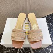 Fortok Dior Heeled Slides Beige Cotton Embroidered with Metallic Thread  - 1