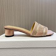 Fortok Dior Heeled Slides Beige Cotton Embroidered with Metallic Thread  - 5