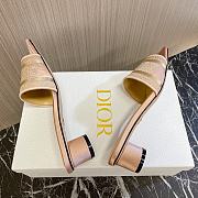 Fortok Dior Heeled Slides Beige Cotton Embroidered with Metallic Thread  - 4