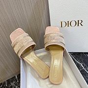 Fortok Dior Heeled Slides Beige Cotton Embroidered with Metallic Thread  - 3