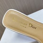 Fortok Dior Heeled Slides White Cotton Embroidered with Metallic Thread - 6