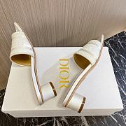 Fortok Dior Heeled Slides White Cotton Embroidered with Metallic Thread - 2