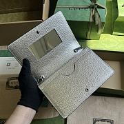Fortok Gucci GG Marmont Metallic Silver-Tone Leather Bag 20x12.5x4cm - 5