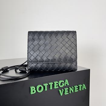 Fortok Bottega Veneta Mini Intrecciato Cross-Body Bag Black 19x15x5.5cm