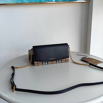 Fortok Burberry Black Horseferry Wallet on Chain 21x12x3cm