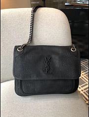 Fortok Saint Laurent Niki Embossed Crocodile Black Bag 28x20x8.5cm - 1