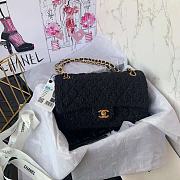 Fortok Chanel Classic Flap Bag Tweed Black 25x7x16cm - 1