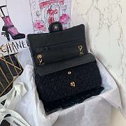 Fortok Chanel Classic Flap Bag Tweed Black 25x7x16cm - 4