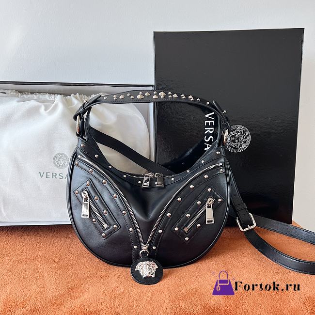 Fortok Versace Repeat Small Hobo Bag Black 29x5x18cm - 1