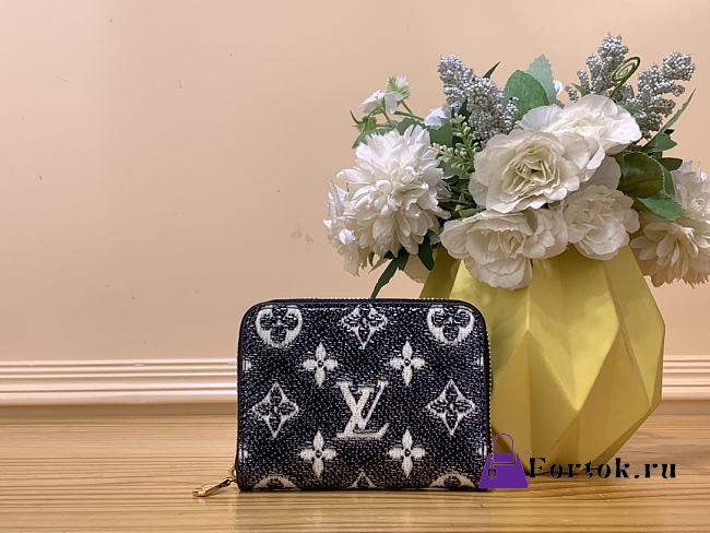 Fortok Louis Vuitton Zipper Coin Wallet Blue 11x8.5x2cm - 1
