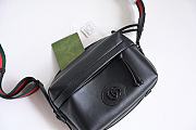 Fortok Gucci Double G Black Leather Shoulder Bag 23.5x15x8cm - 1