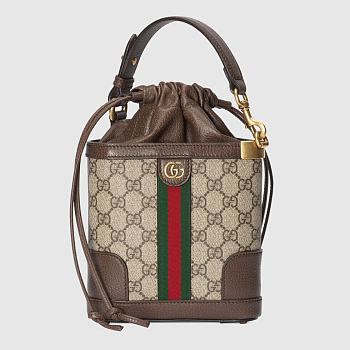 Fortok Gucci Ophidia GG Bucket Bag Canvas Beige 18x16x5cm