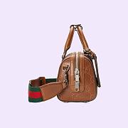 Fortok Gucci GG Embossed Duffle Bag Brown 22x15x12.5cm - 2