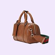 Fortok Gucci GG Embossed Duffle Bag Brown 22x15x12.5cm - 3