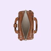 Fortok Gucci GG Embossed Duffle Bag Brown 22x15x12.5cm - 4