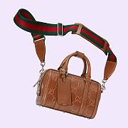 Fortok Gucci GG Embossed Duffle Bag Brown 22x15x12.5cm - 5