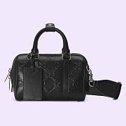 Fortok Gucci GG Embossed Duffle Bag Black 22x15x12.5cm - 1