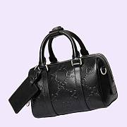 Fortok Gucci GG Embossed Duffle Bag Black 22x15x12.5cm - 4