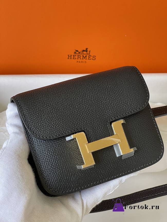 Fortok Hermes Constance Slim Wallet Epsom Black 12.4x10.2x3cm - 1