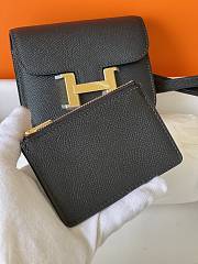 Fortok Hermes Constance Slim Wallet Epsom Black 12.4x10.2x3cm - 2